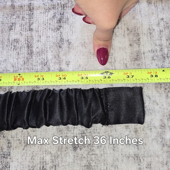 Sequin Beaded Stretch Belt Womens M/L Black Iridescent Snap Waist Evening - Picture 9 of 11